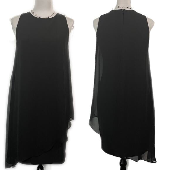 EUC - Vince Camuto Asymmetrical Chiffon Overlay Dress - Picture 1 of 8